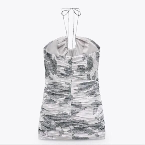 ZARA DRAPED DRESS WITH METALLIC THREAD - Picture 10 of 11